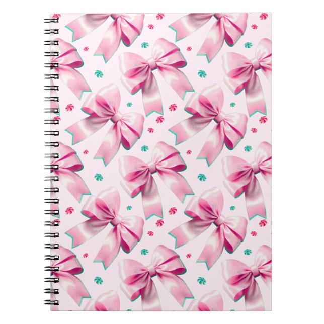 Cuaderno Patrón de lazo coquette rosa (Frente)