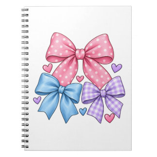 Cuaderno Patrón de lazo de cinta lindo – Lazo rosa, azul y