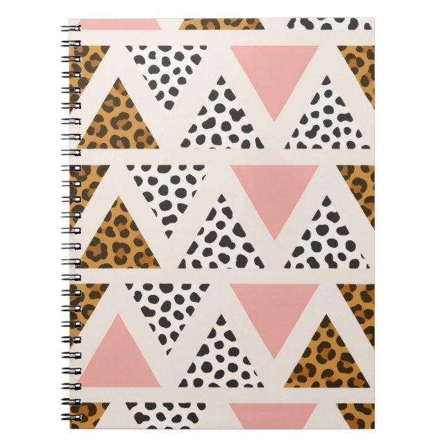 Cuaderno Patrón de leopardo chic y triángulo rosa (Frente)
