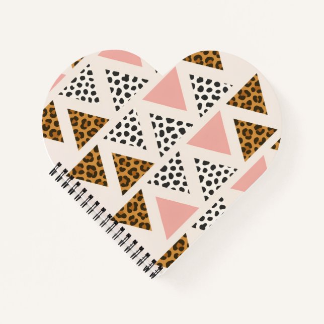 Cuaderno Patrón de leopardo chic y triángulo rosa (Anverso)