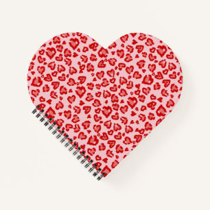 Cuaderno Patrón de leopardo de corazones en rojo sobre rubo