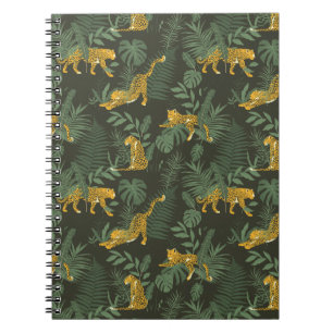Cuaderno Patrón de leopardo de la selva y hojas de la selva