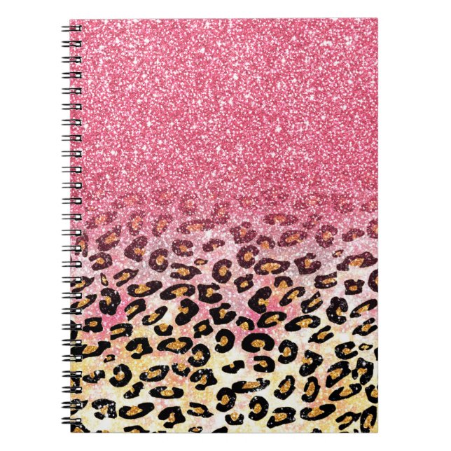 Cuaderno Patrón de leopardo del Purpurina rosa Glam (Frente)