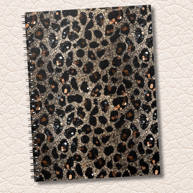 Cuaderno Patrón de leopardo dorado negro marrón brillo de l (Subido por el creador)
