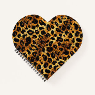 Cuaderno Patrón de Leopardo Marrón Dorado Brillante de Lujo