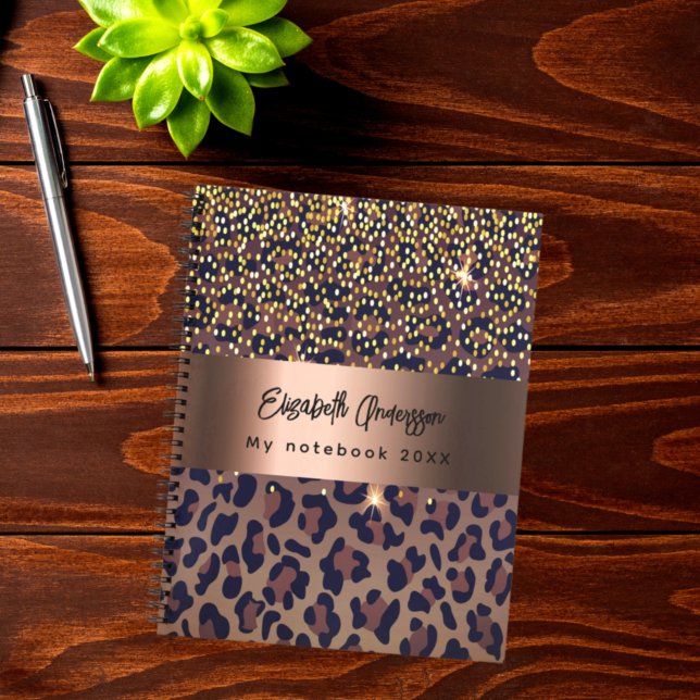 Cuaderno Patrón de leopardo marrón negro dorado bronce (Subido por el creador)