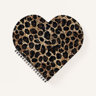Cuaderno Patrón de leopardo negro marrón dorado de purpurin