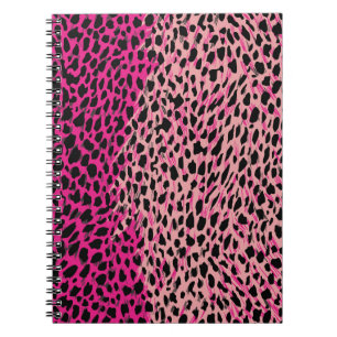 Cuaderno Patrón de leopardo rosa animal textil de fabricaci
