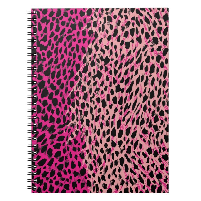 Cuaderno Patrón de leopardo rosa animal textil de fabricaci (Frente)