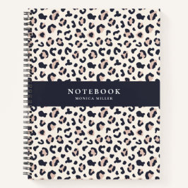 Cuaderno Patrón de leopardo rosado, nombre personalizado