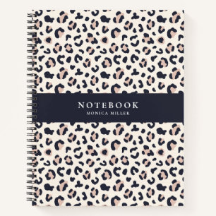 Cuaderno Patrón de leopardo rosado, nombre personalizado