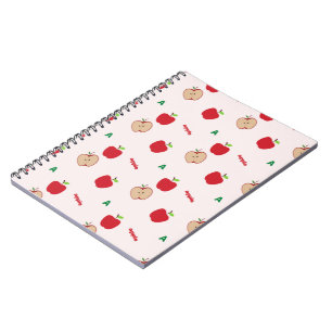 Cuaderno Patrón de letra A de manzana roja   Lindo de vuelt