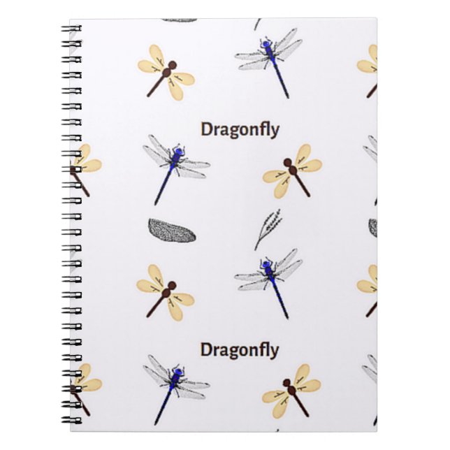 Cuaderno Patrón de libélula en blanco (Frente)