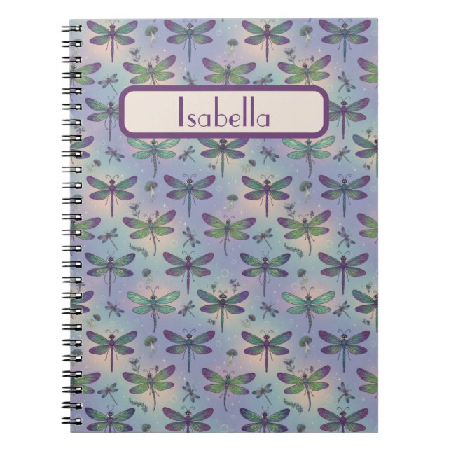 Cuaderno Patrón de libélula personalizado (Frente)