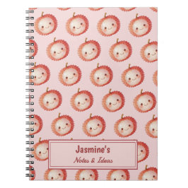 Cuaderno Patrón de lichi Lucky You personalizado acuarela