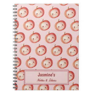 Cuaderno Patrón de lichi Lucky You personalizado acuarela