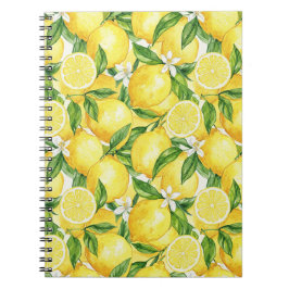Cuaderno Patrón de limón de acuarela brillante