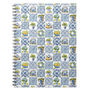 Cuaderno Patrón de limón de verano mediterráneo