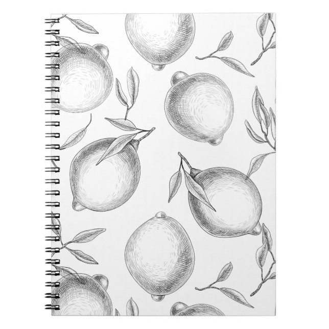 Cuaderno Patrón de limón dibujado a mano (Frente)