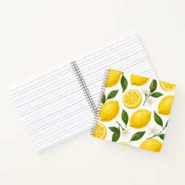 Cuaderno Patrón de limón fresco con hojas y flores