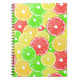 Cuaderno Patrón de limón, naranja, toronja y lima