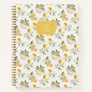 Cuaderno Patrón de limón personalizado de estilo francés