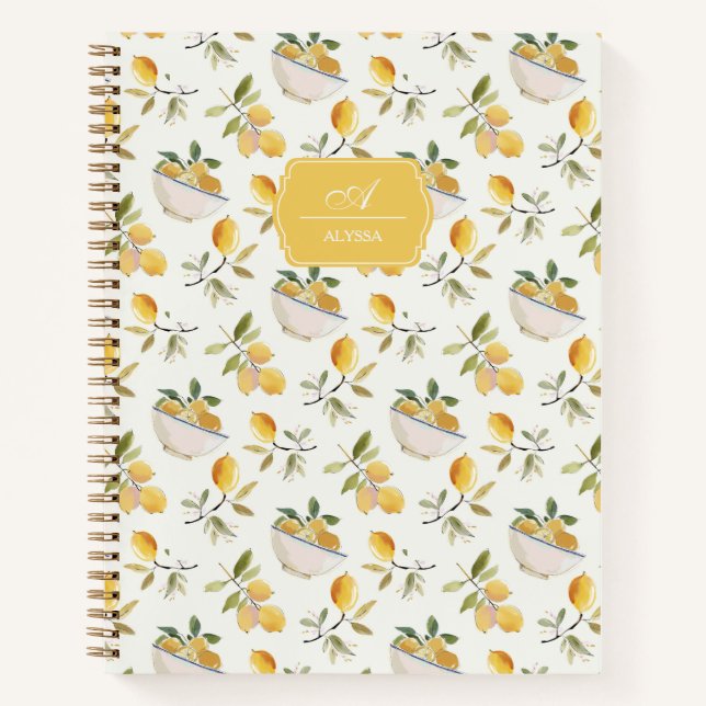 Cuaderno Patrón de limón personalizado de estilo francés (Anverso)