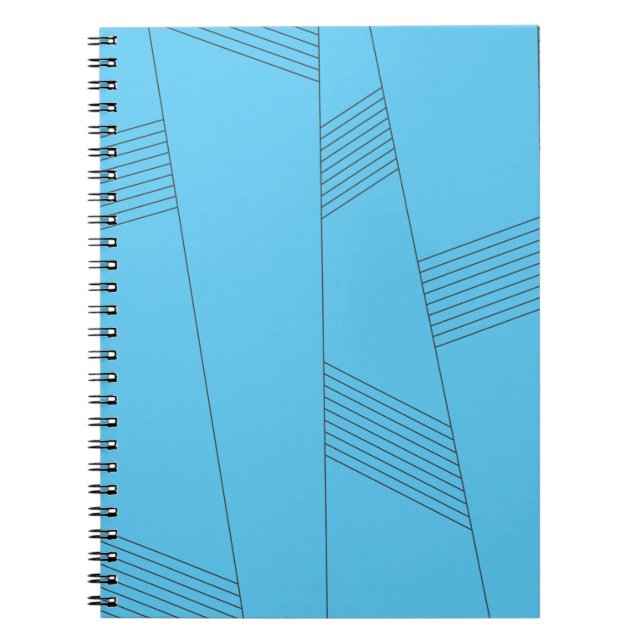 Cuaderno Patrón de línea azul, simple, elegante y abstracto (Frente)