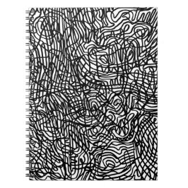 Cuaderno Patrón de líneas blancas y negras abstractas