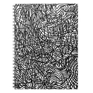 Cuaderno Patrón de líneas blancas y negras abstractas