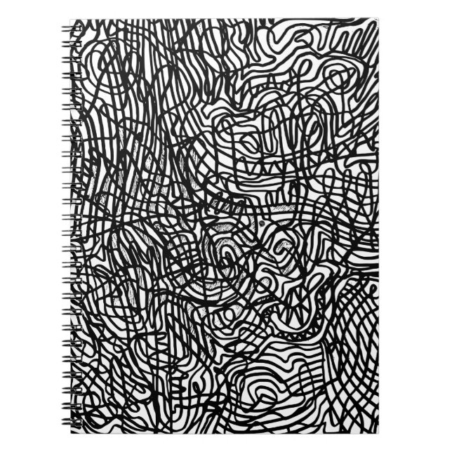 Cuaderno Patrón de líneas blancas y negras abstractas (Frente)