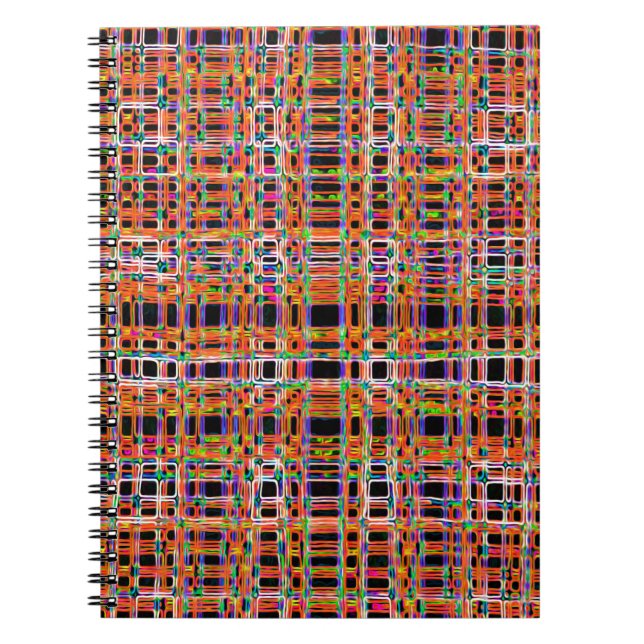 Cuaderno patrón de líneas de neón naranja (Frente)