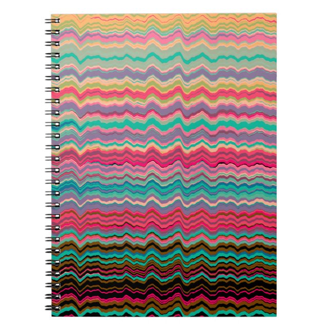 Cuaderno Patrón de líneas distorsionadas retro (Frente)
