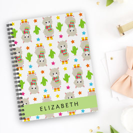 Cuaderno Patrón De Llamas, Alpacas, Cactus, Tu Nombre