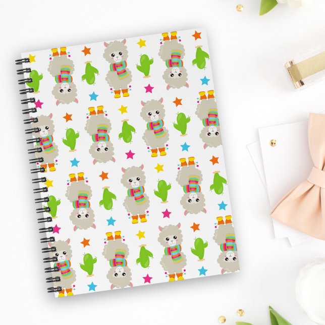 Cuaderno Patrón De Llamas, Llamas Cutas, Alpacas, Cactus (Subido por el creador)