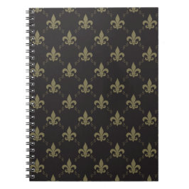 Cuaderno Patrón De Lujo Negro De Oro De Lis