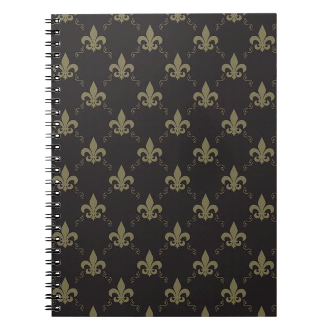 Cuaderno Patrón De Lujo Negro De Oro De Lis (Frente)