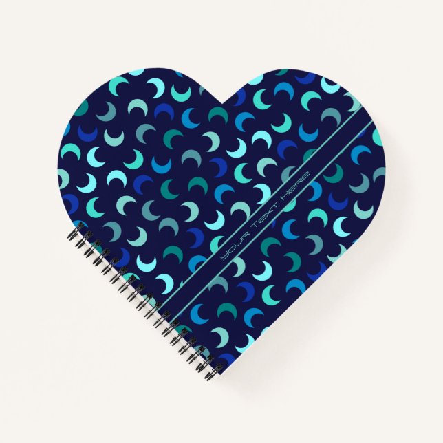 Cuaderno Patrón de luna nueva azul personalizado (Anverso)