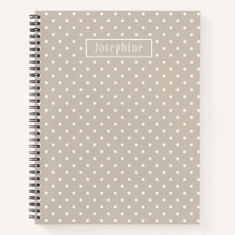Cuaderno Patrón de lunares blancos sobre beige con nombre p