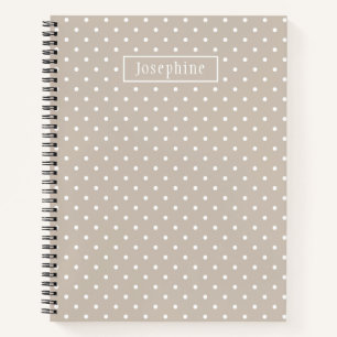 Cuaderno Patrón de lunares blancos sobre beige con nombre p