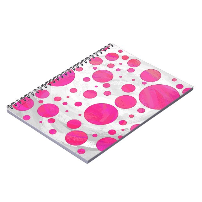 Cuaderno Patrón de lunares de pasión rosa (Lado Izquierdo)