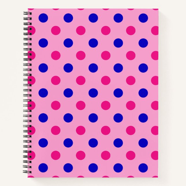 Cuaderno Patrón de lunares rosa azul rosa (Anverso)