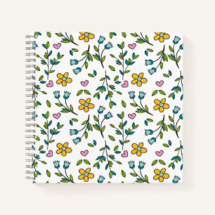 Cuaderno Patrón de luz de flores y corazones lindos