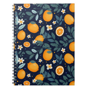 Cuaderno Patrón de luz naranja y floral