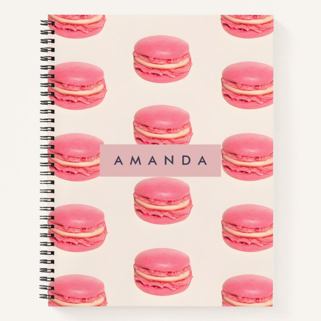 Cuaderno Patrón de Macaron Rosa Moda Pastel Personalizado (Anverso)