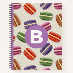 Cuaderno Patrón de Macaroon Adorable Monograma Morado Punte