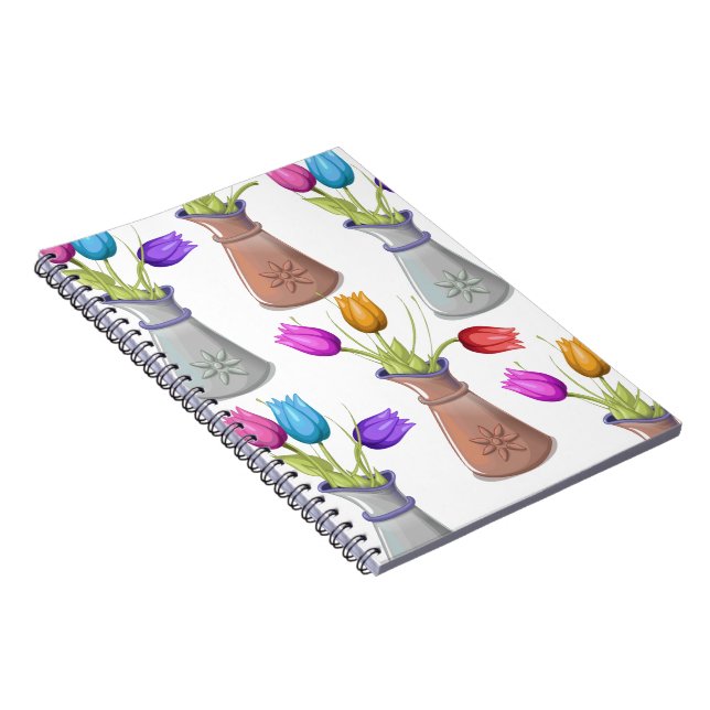 Cuaderno Patrón de macetas de flores (Lado Derecho)