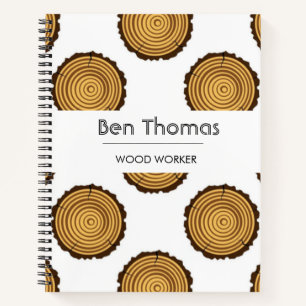 Cuaderno Patrón de madera redonda blanco