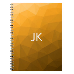 Cuaderno Patrón de malla geométrica gradiente naranja Monog