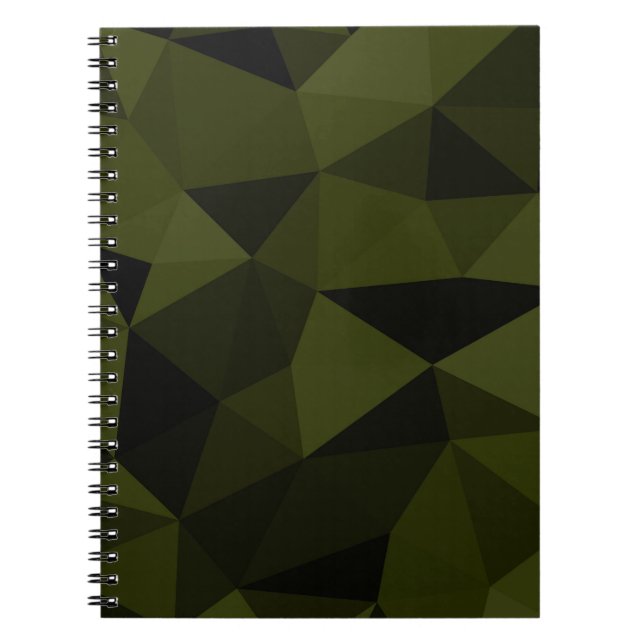 Cuaderno Patrón de malla geométrica negro verde oscuro del  (Frente)